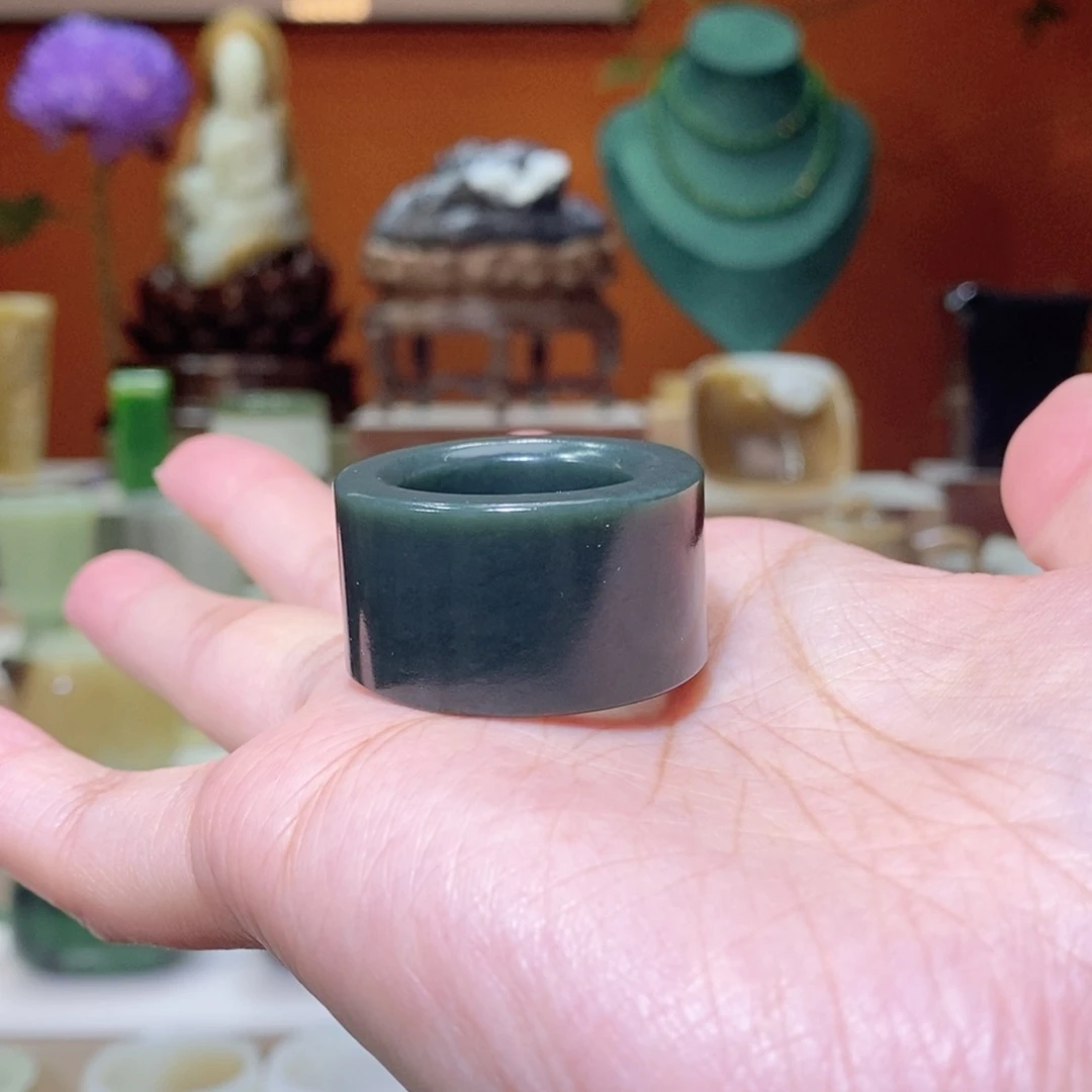 未镶嵌和田玉把件和田玉青玉扳指22mm