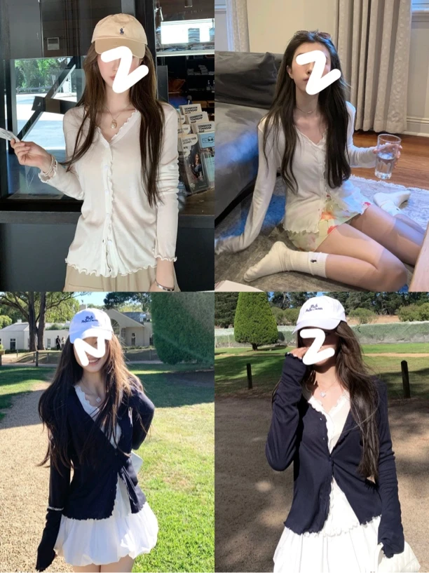 喜糖（1xt7654#）推荐！木耳边软薄防晒开衫小外套 6-15