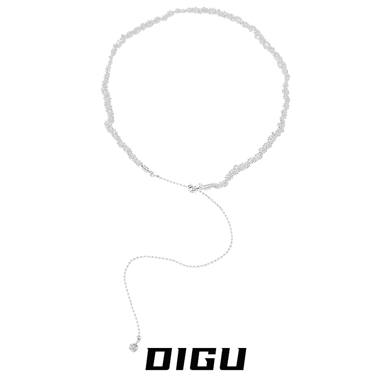 嘀咕家 铜合金项链 轻奢碎银感满天星项链抽拉设计短款颈链锁骨链
