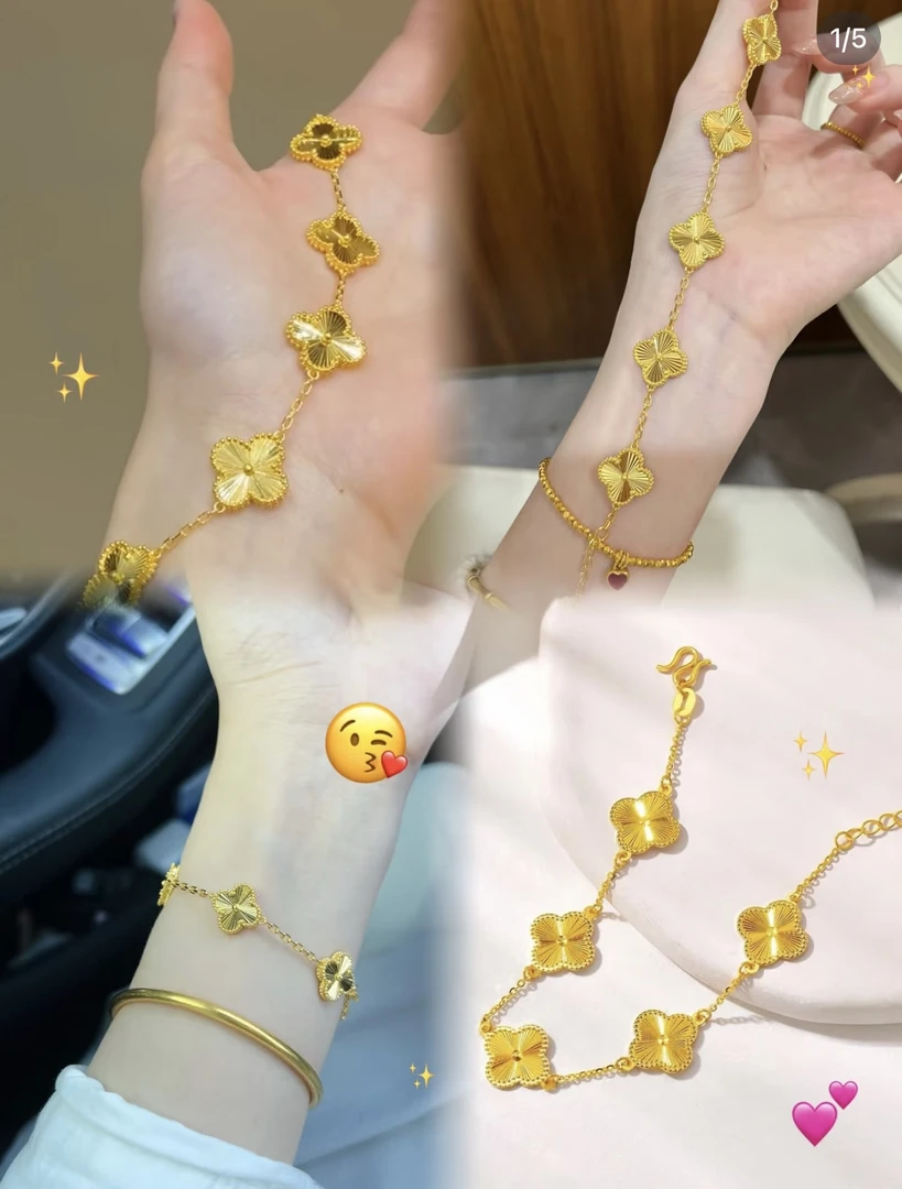 足银手链 【金五花手链】四叶草轻奢时尚精致