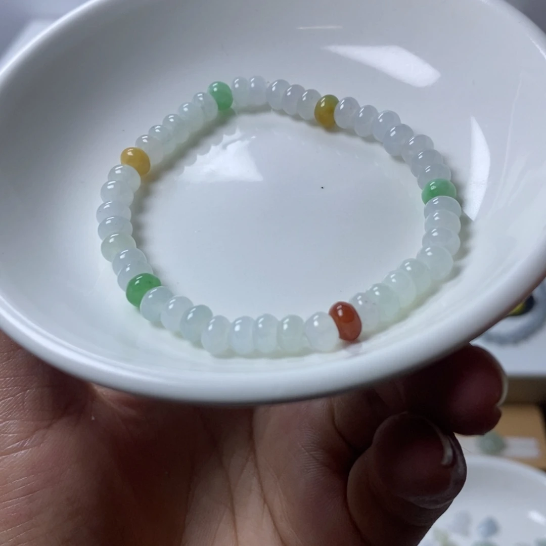 翡翠未镶嵌手链多宝算盘珠5.7