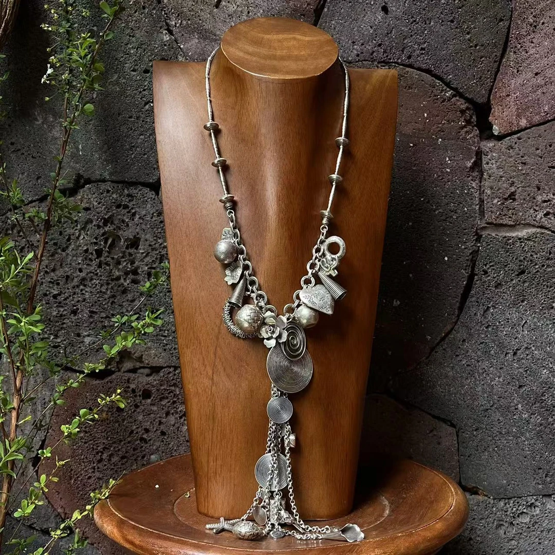 坠链均925银 【泰云匠】泰国手工925银长款198.8克滴流毛衣链