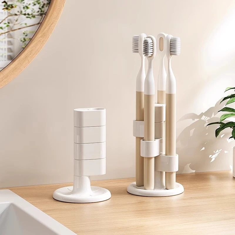 旋转牙刷架洗漱台桌面分格置物架卫生间多功能化妆刷笔筒收纳筒