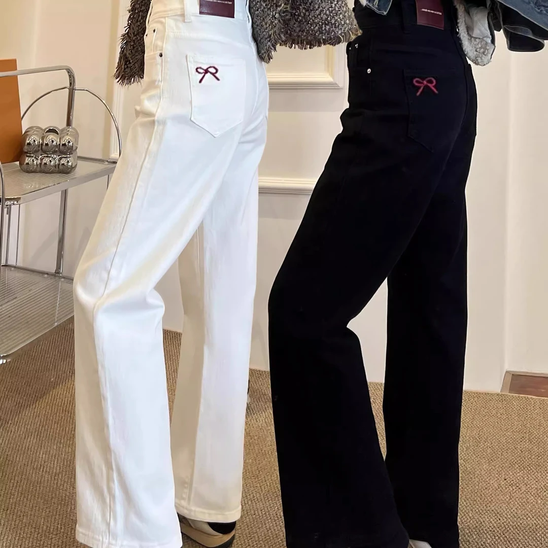 2025年新款大码烟管牛仔裤女微胖MM梨形身材遮胯显瘦垂感直筒裤