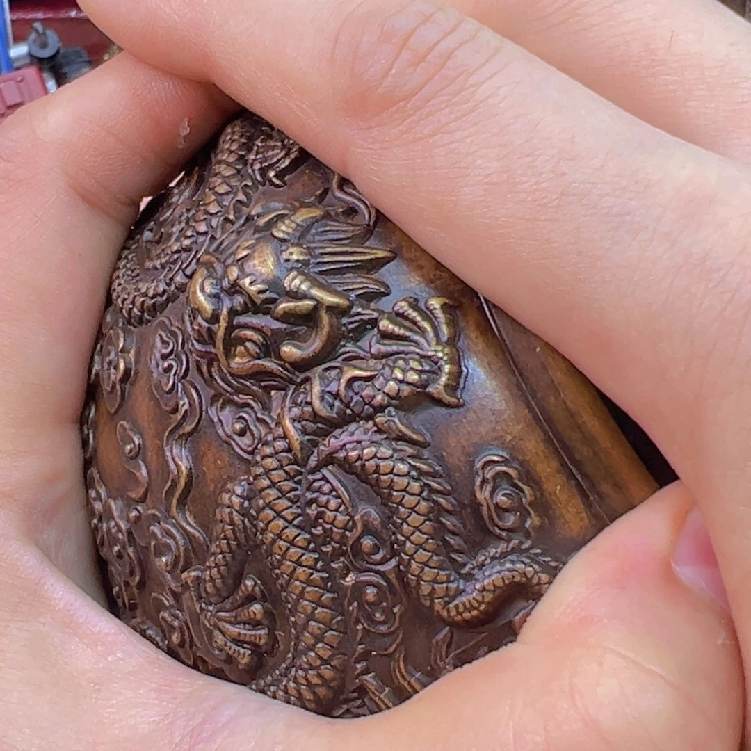 原矿风磨铜龙缸一个