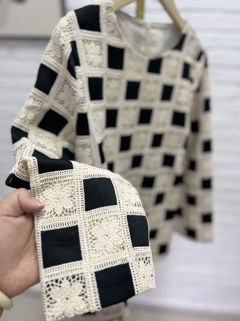 法式基础款钩花上衣女小衫