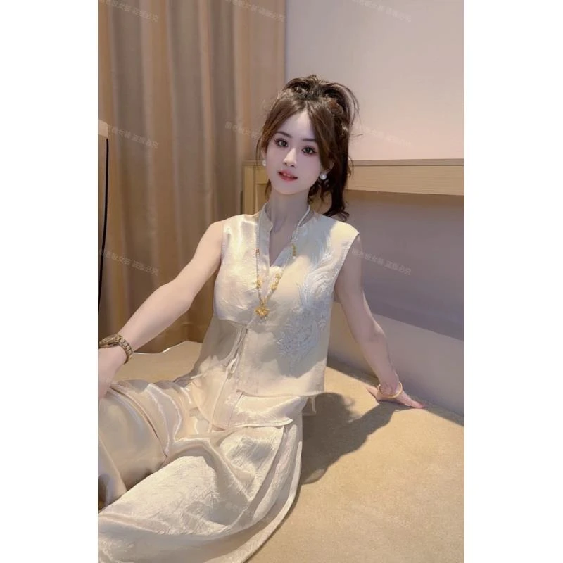 Ling【凤羽】2025夏季设计款中国风女装国潮风高端女装无袖T恤