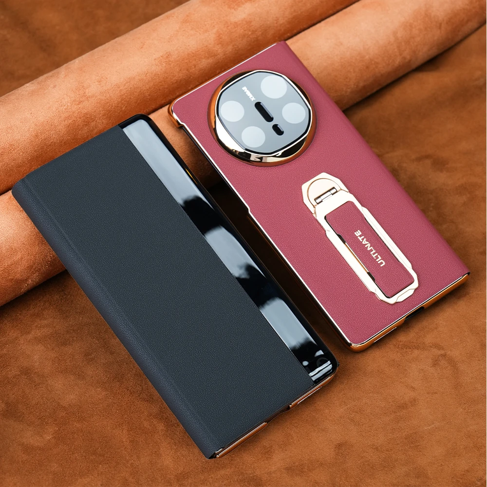 适用华为MateX6镜头全包翻盖手机壳皮套matex5商务手腕带支架防摔