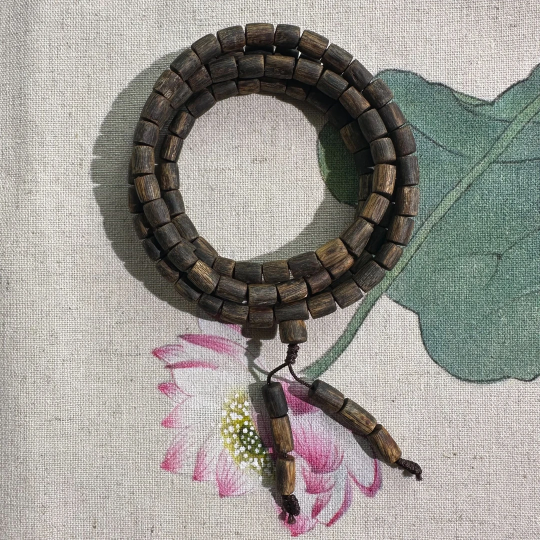 沉香【才哥沉香】奇楠沉香金沙叶桶珠多圈 20克 仅两条