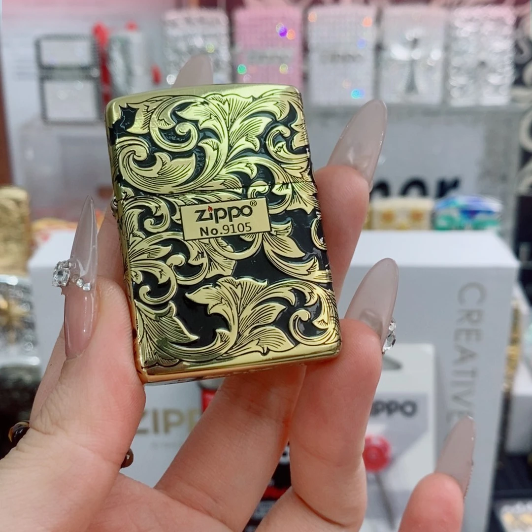 铜黑金盔甲唐草花打火机