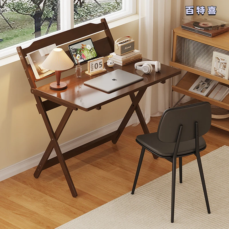 学生书桌家用可折叠桌小学生家用儿童学习桌小户型简易小桌子楠竹