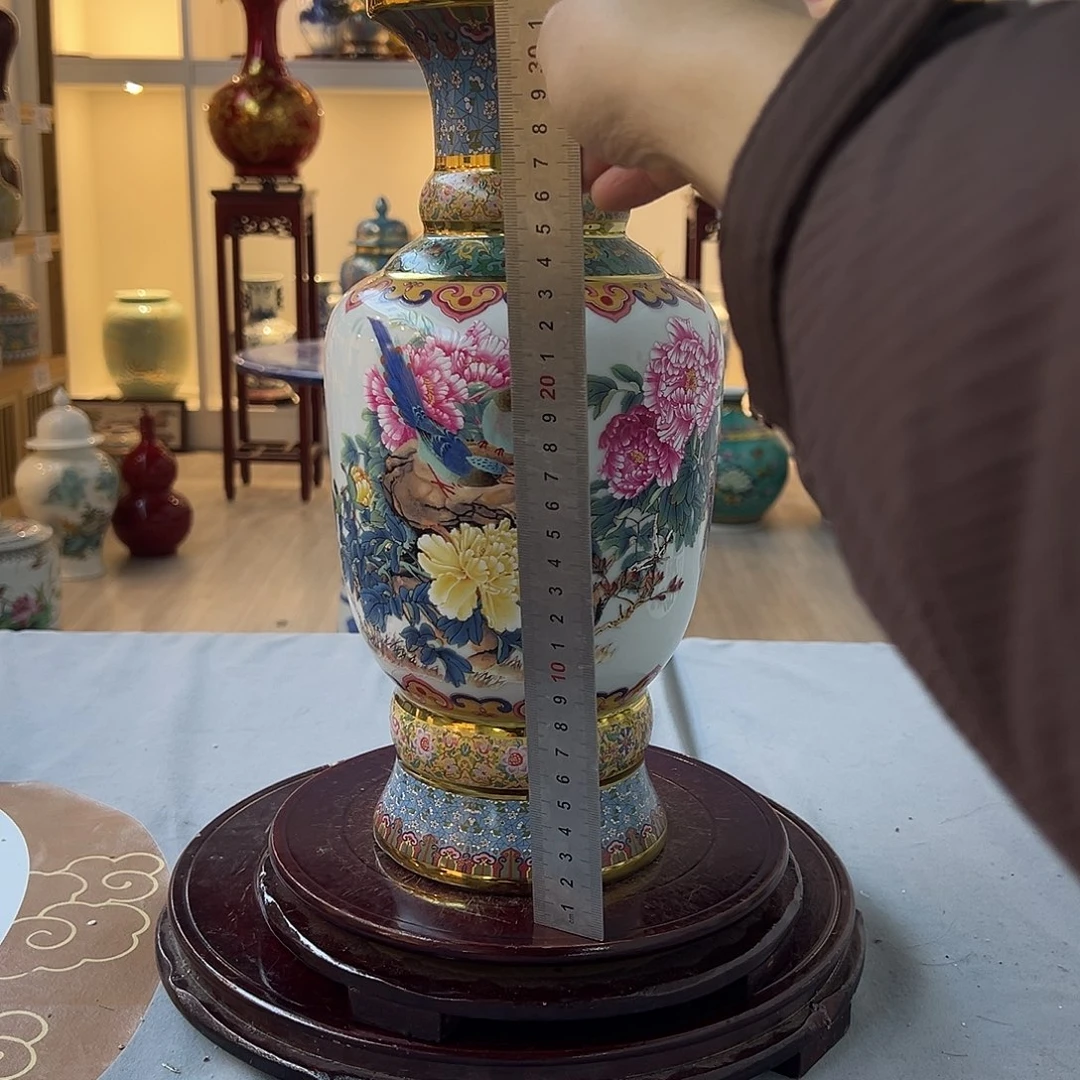 摆件陶33cm孔雀瓶子