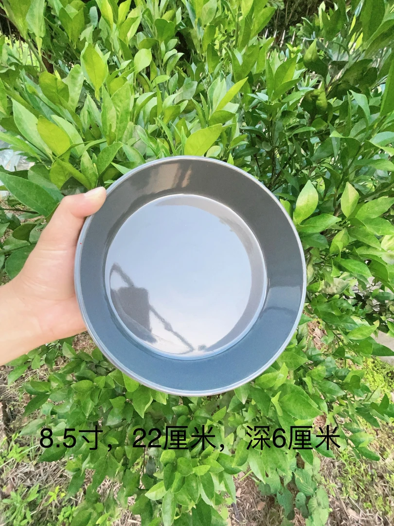 010灰色树叶浮雕陶瓷深盘微瑕
