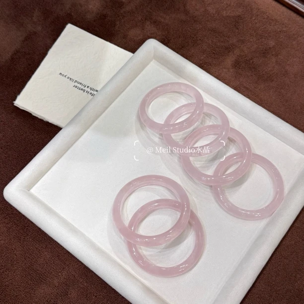 天然粉水晶手镯 55-60圈口 多样性发其一