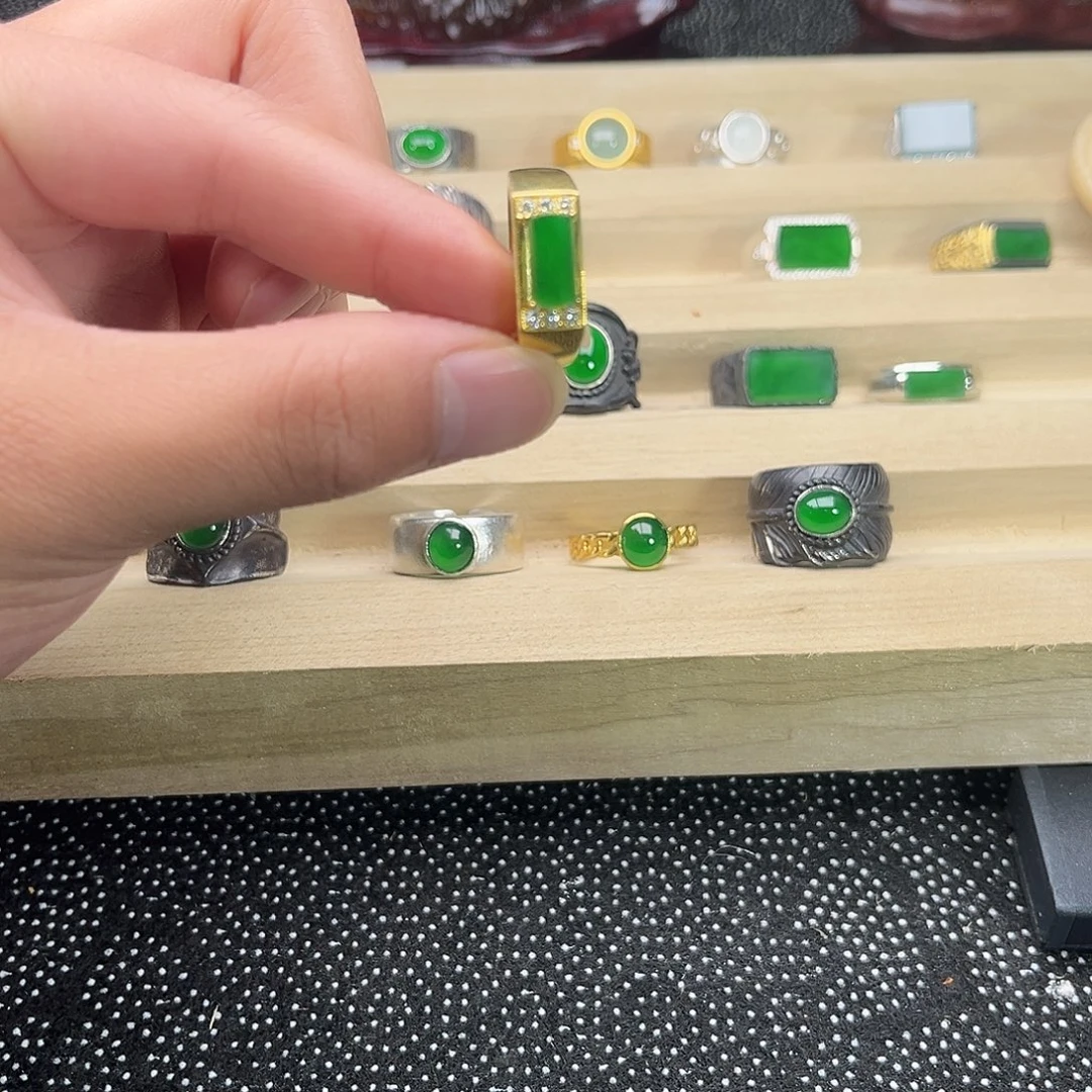 心***水翡翠银S925镶嵌戒指