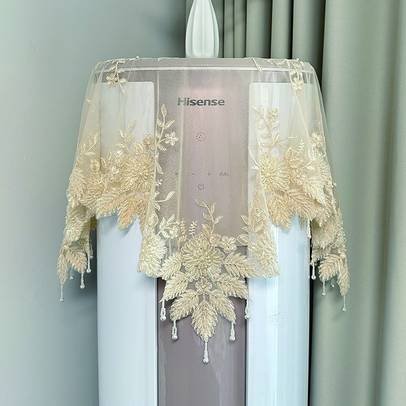 手工钉珠83*83cm空调盖巾防尘床头柜空调 50cm小圆桌通用开机不取