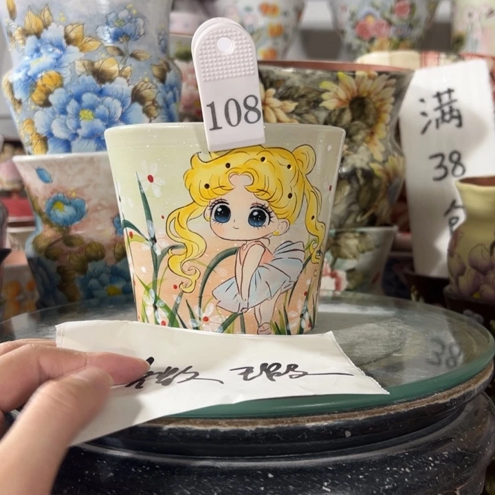 景德镇手绘花盆满38包邮偏远地区除外