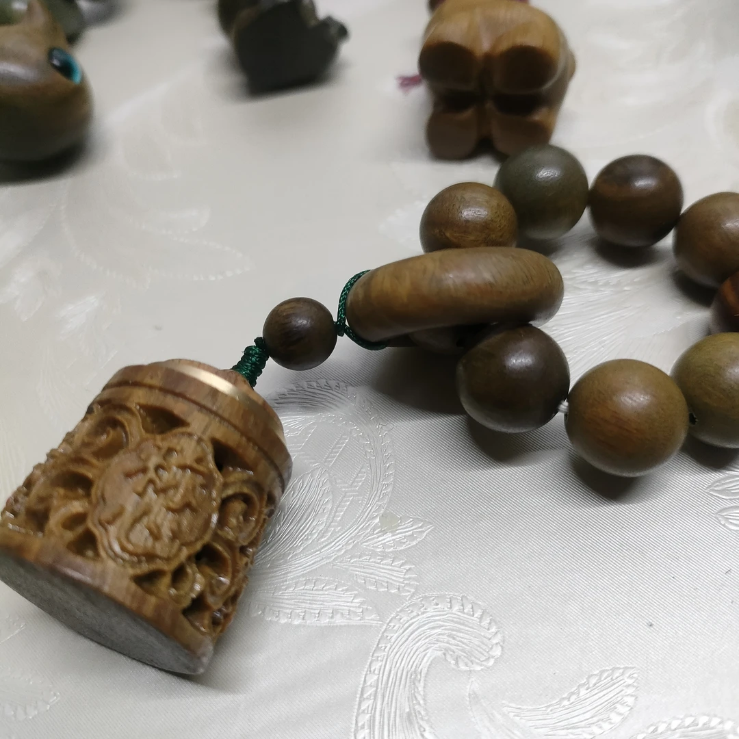 绿檀称心如意香囊手捻 把玩件 挂件 小摆件加一瓶香丸