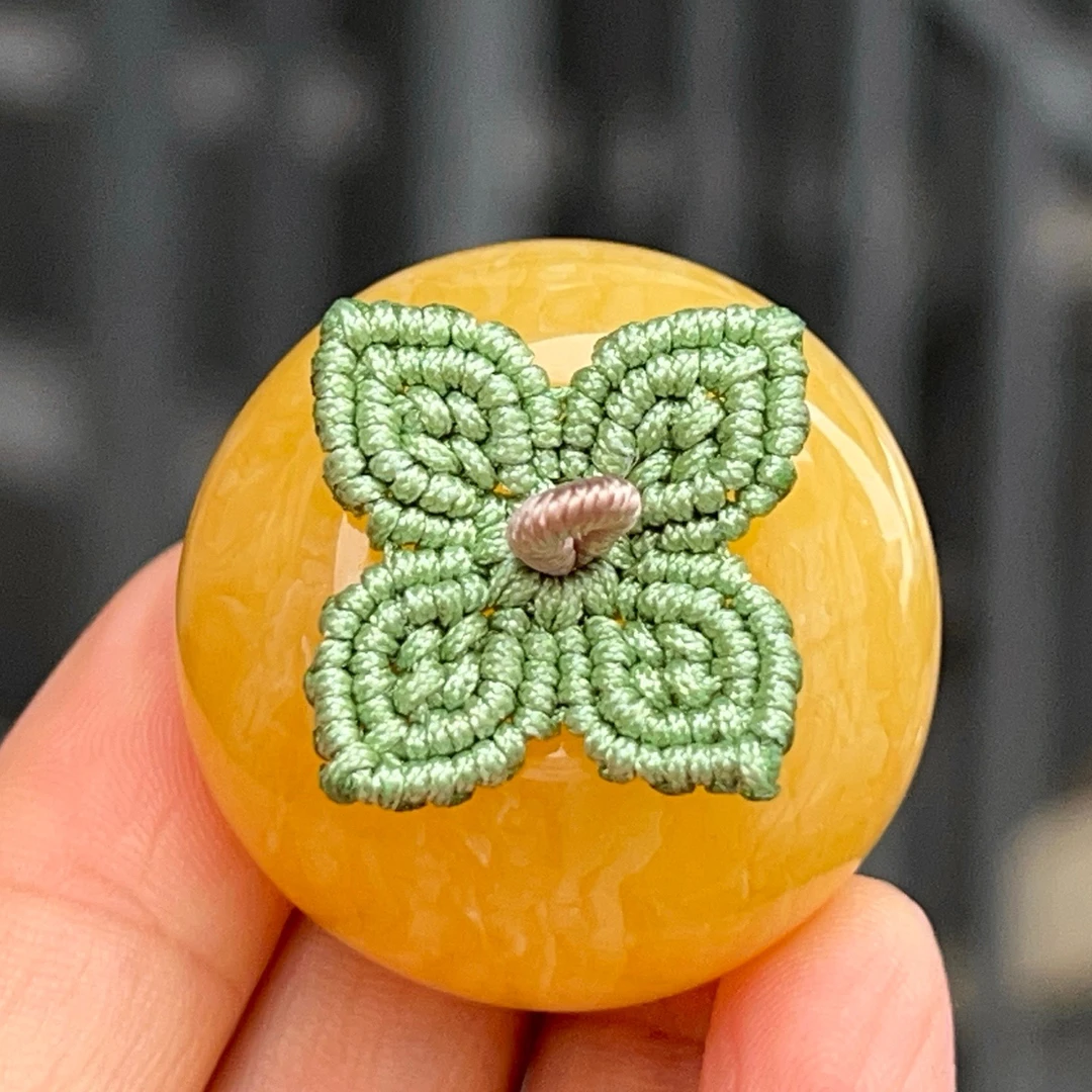 天然琥珀蜜蜡女款柿柿如意吊坠无杂裂手工编制