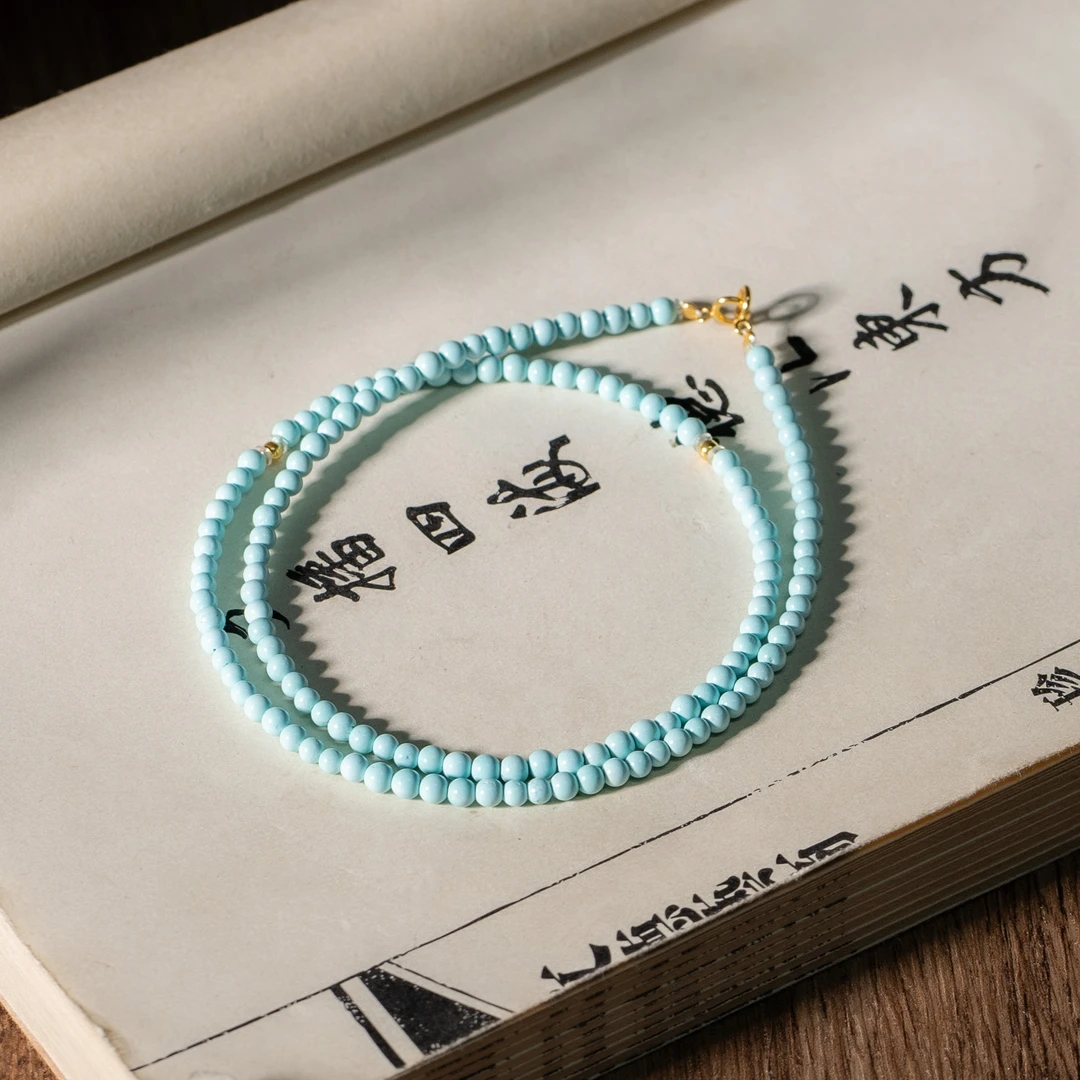 【世间臻宝】18K绿松圆珠DIY项链/Q2094/3m/42cm/多样性发一件/10