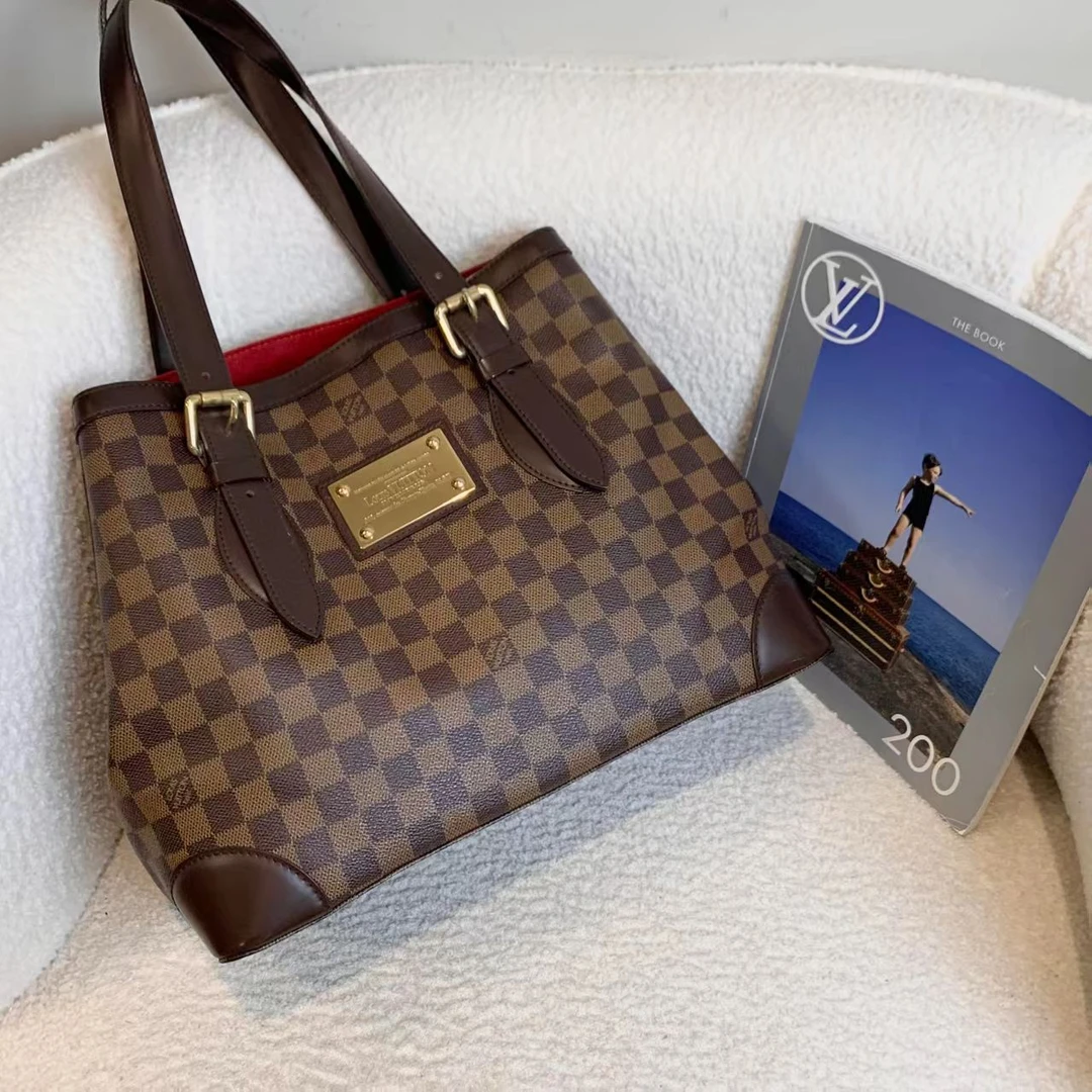 99新 LouisVuitton/路易威登 壹臻湘/棕棋盘格中号单肩包74550570