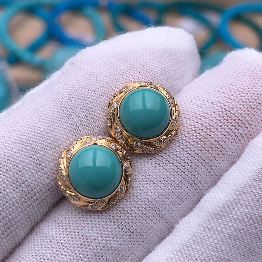 绿松石18K金镶嵌珠宝奇石