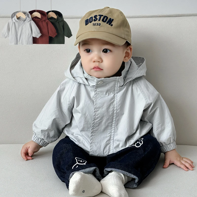 春秋季连帽小外套纯棉洋气外出服儿童时尚风衣夹克衫宝宝宽松衣服