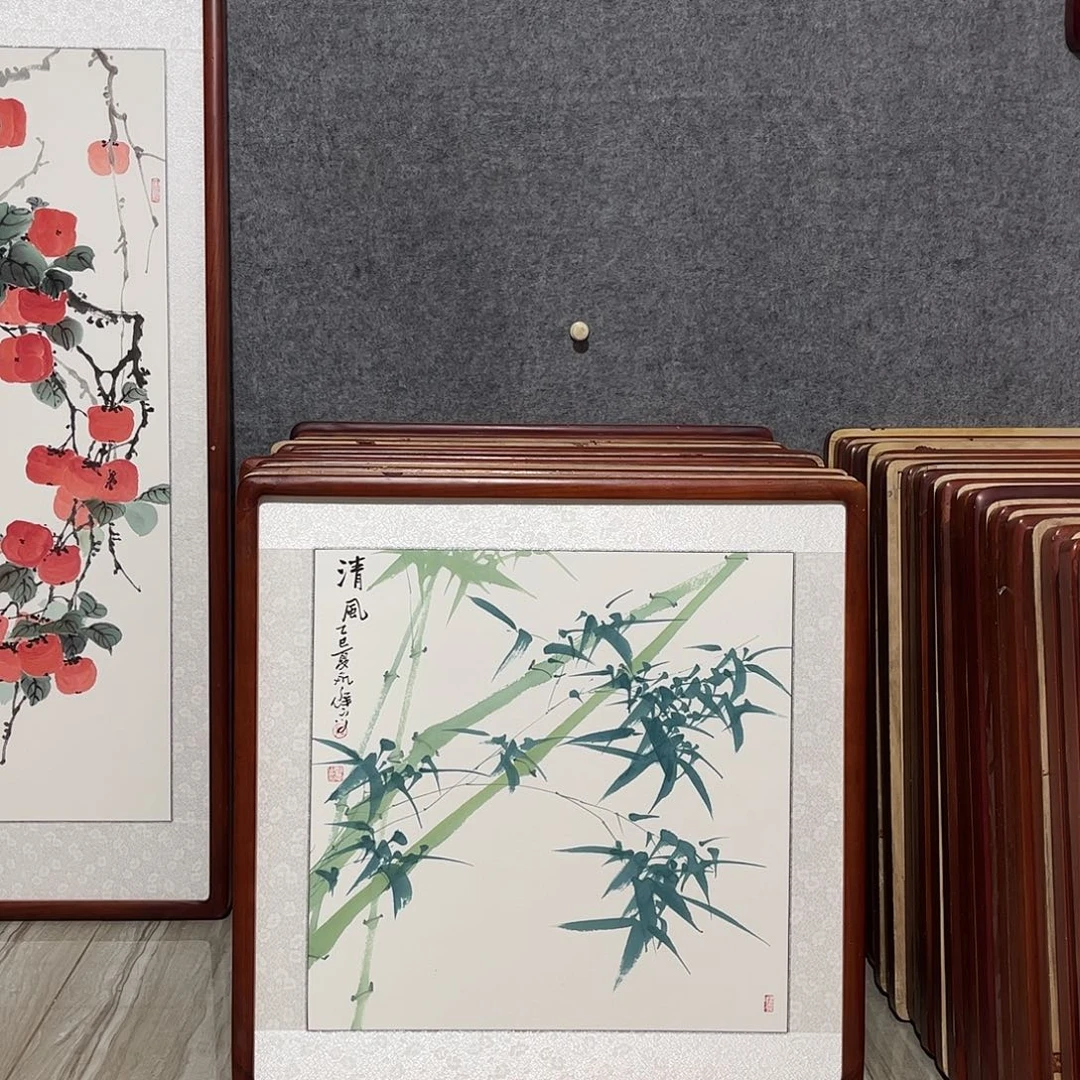 国画书画作品带框63×63