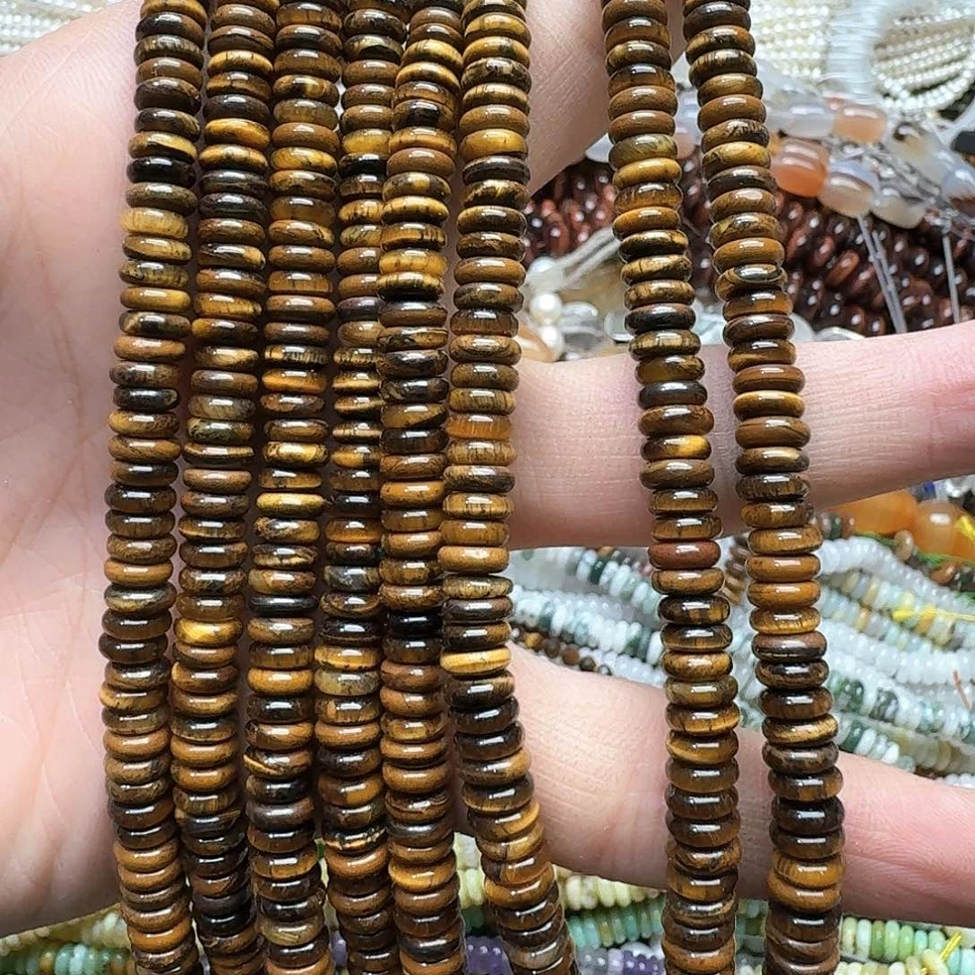 玛瑙/玉髓未镶嵌珠宝半成品一条6mm黄虎算盘