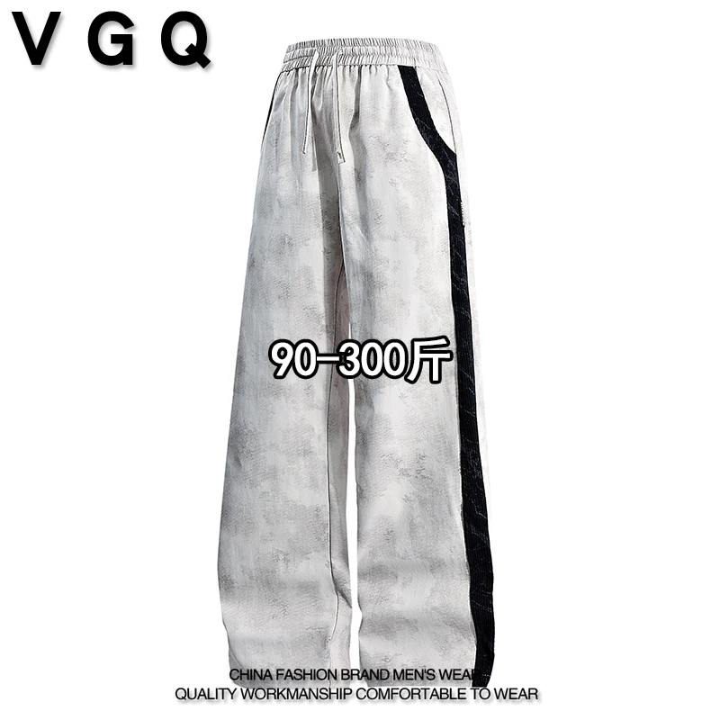 VGQ男士美式休闲裤秋季加肥加大码胖子百搭宽松ins高街垂感阔腿裤