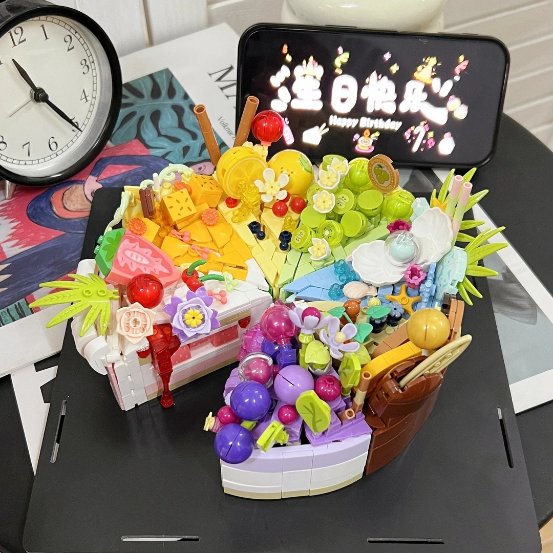 积木拼装蛋糕生日礼物手工diy创意可爱摆件儿童益智拼装玩具女孩