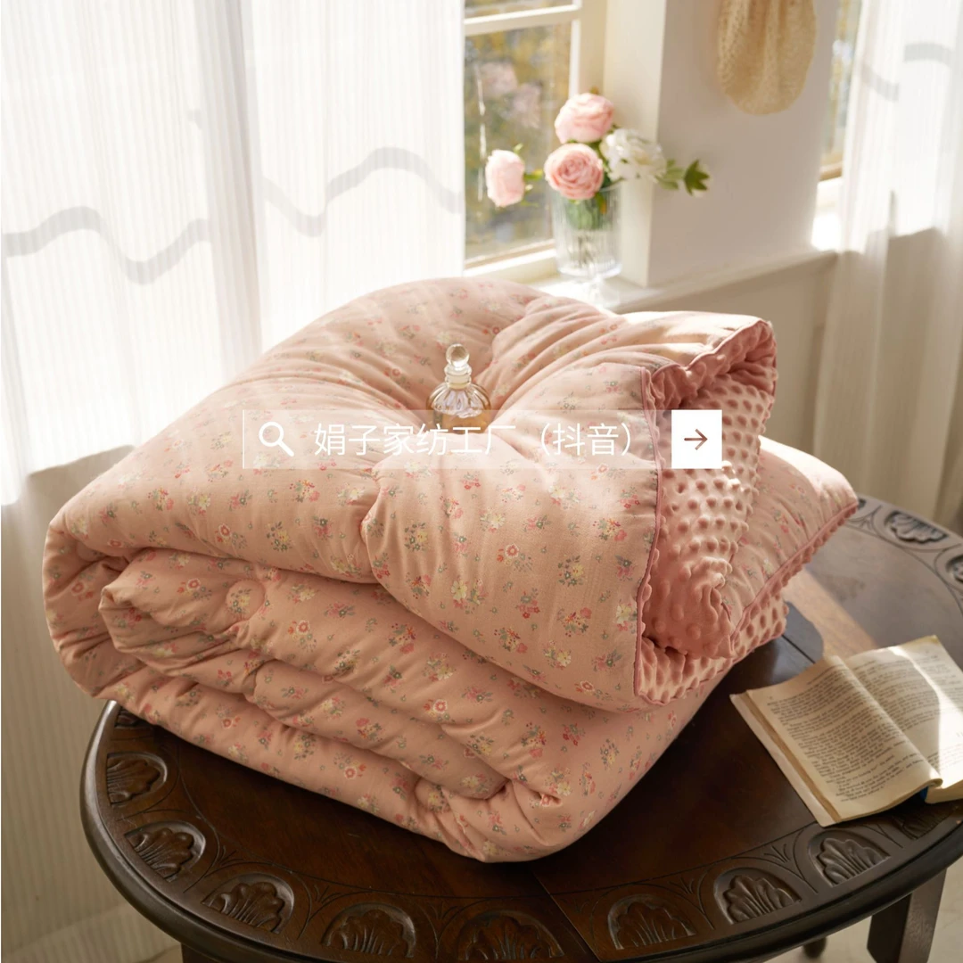1自产自销：全棉双层纱豆豆绒被子加厚被芯冬被春秋高克重大豆被XC