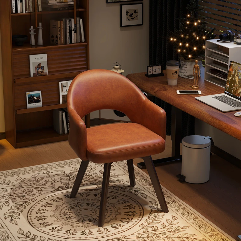 家用电脑椅舒适久坐书房卧室可旋转书桌椅中古风轻奢高级感靠背椅