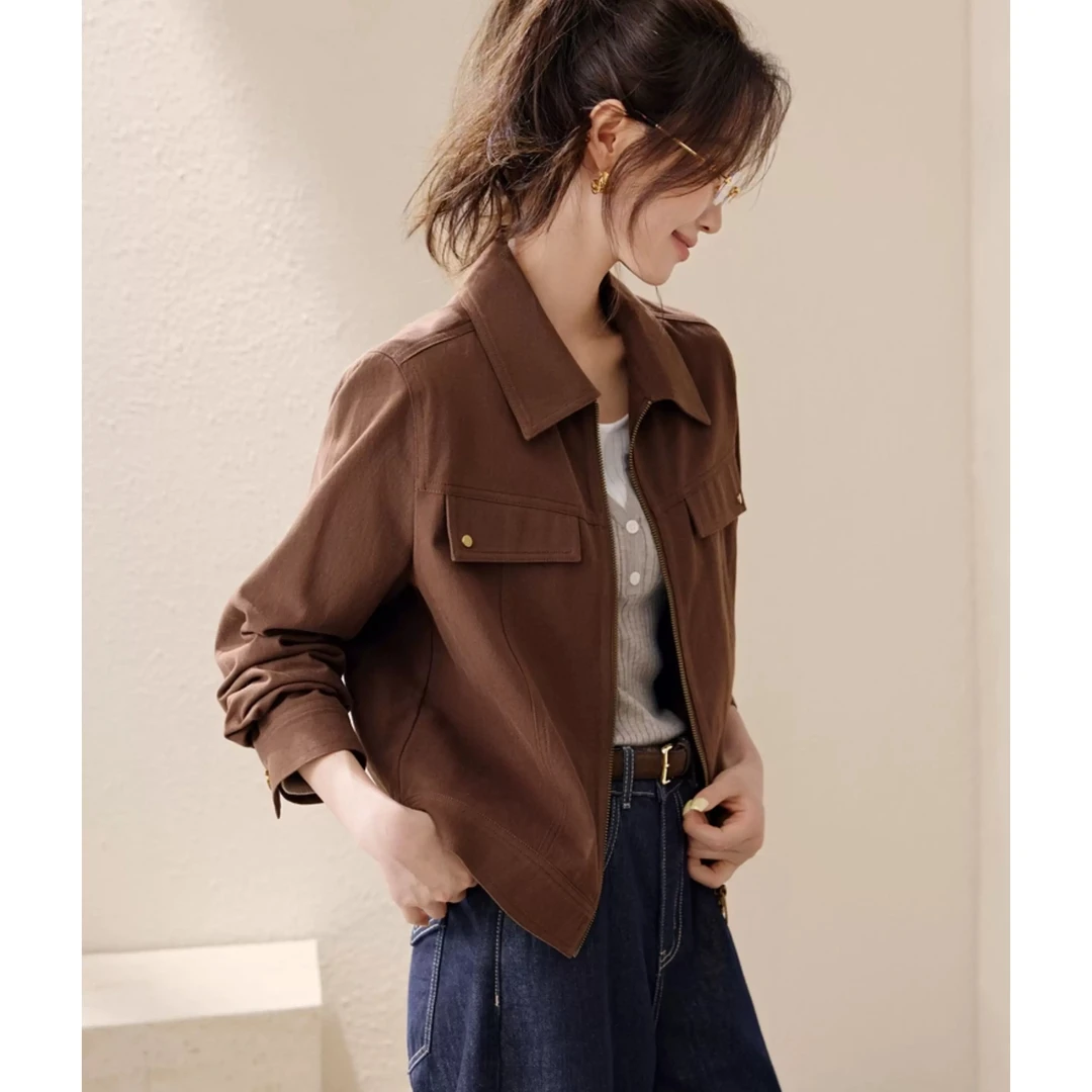 巨好看的工装夹克上衣2025秋季新款小外套女复古正肩短款小个子