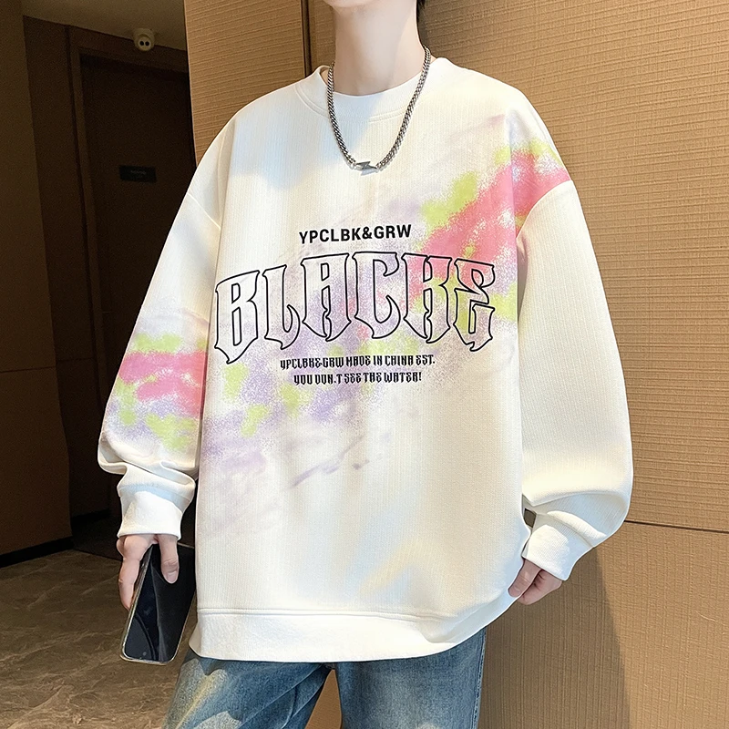 春秋季男孩圆领条纹卫衣休闲青少年港风打底衫学生帅气杠T恤