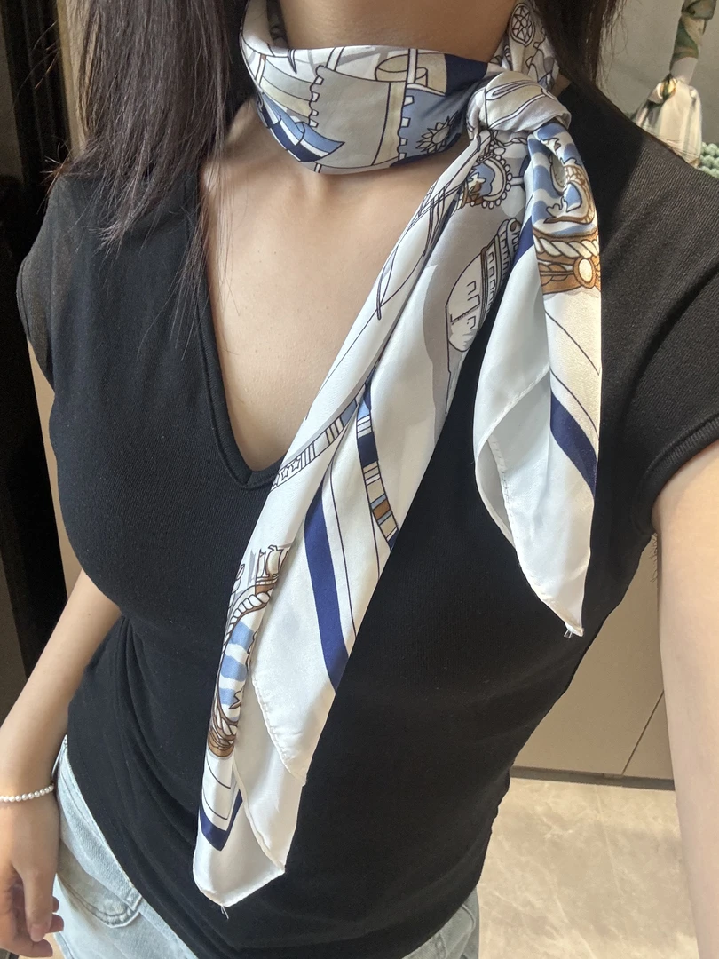 【直播间爆款航海】70cm桑蚕丝女春夏薄款围脖送女友女士丝巾新款