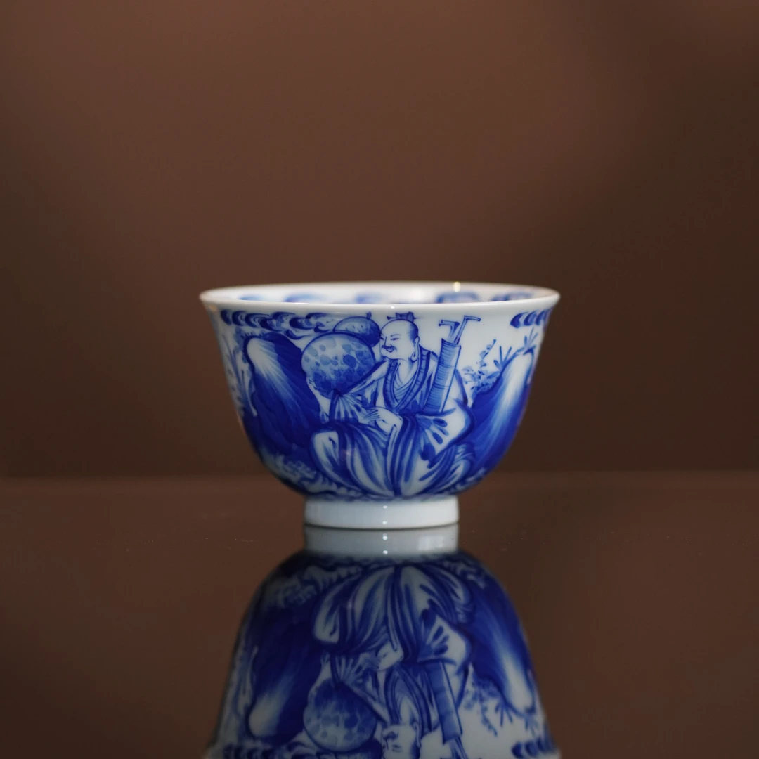 金樽珍藏丨西游记平顶山逢魔撇口自用主人杯景德镇手绘高温青花瓷