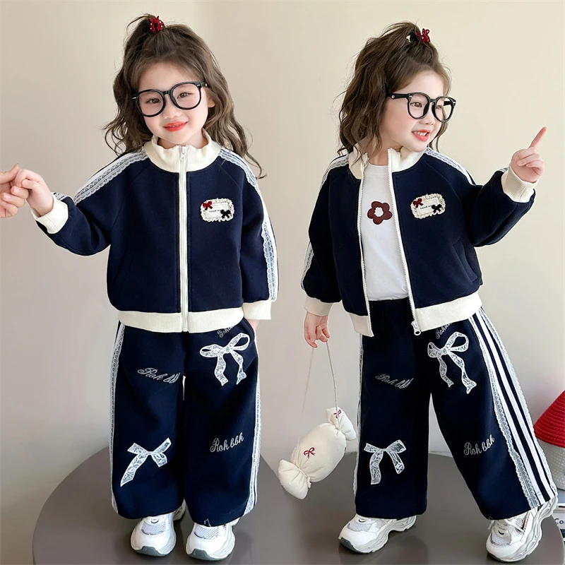 女童运动套装春秋款2025新款儿童洋气卡通卫衣宝宝秋装休闲两件套