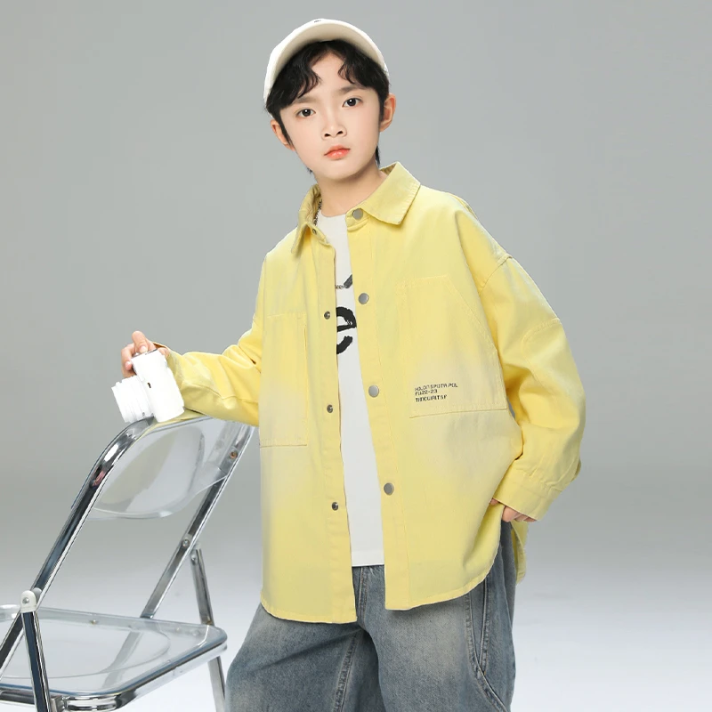 男童春秋款衬衫2025新款薄款外套中大儿童网红潮【奇斯熊】A5008