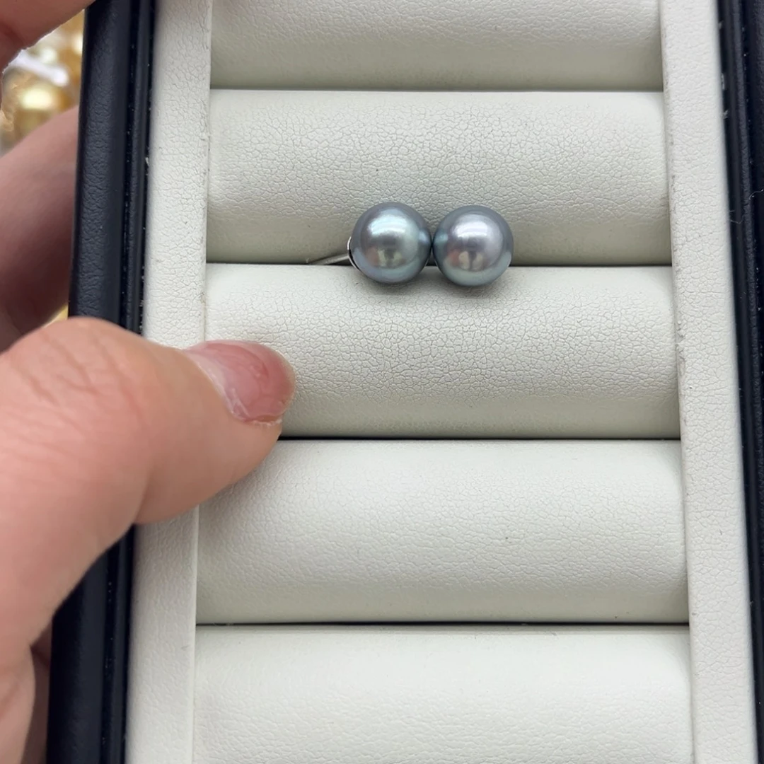 银S925镶嵌海水珍珠耳饰