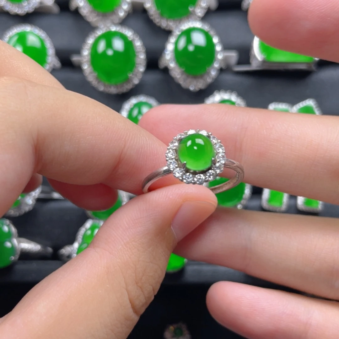 翡翠银S925镶嵌戒指