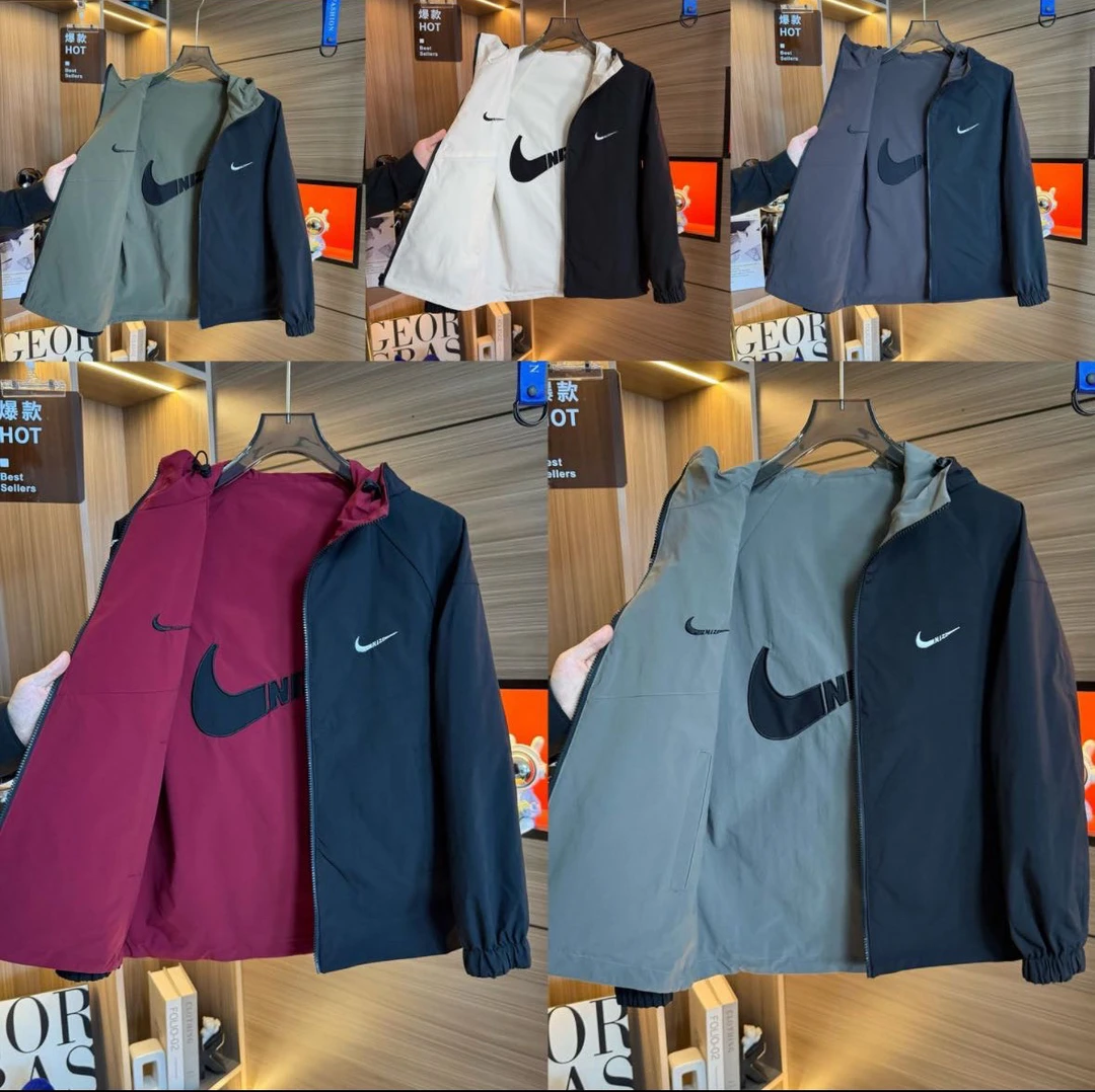 秋季新款休闲修身连帽百搭双面刺绣潮流外套夹克男6688