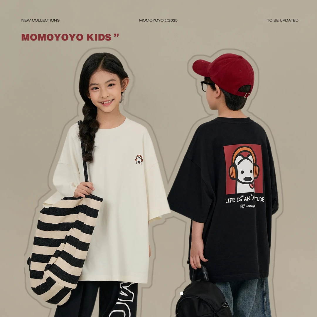 辰辰妈【耳机狗】亲子装春夏季儿童上衣洋气小狗印花短袖T恤7549D