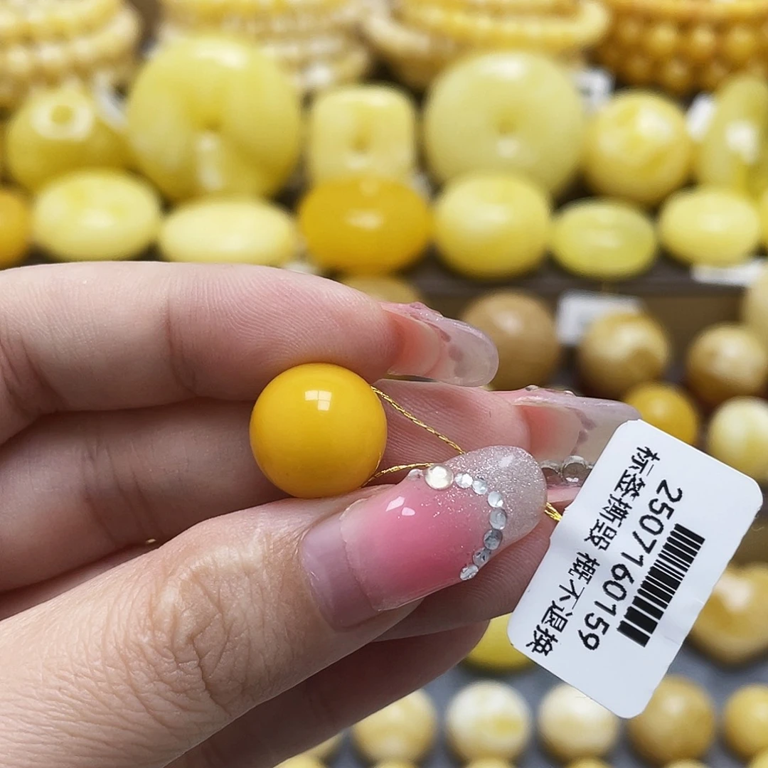 追***年裸石琥珀未镶嵌13.2mm氧化款圆珠微瑕