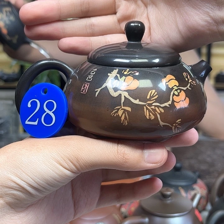 190毫升纯手工水磨亮光刻填胖墩壶