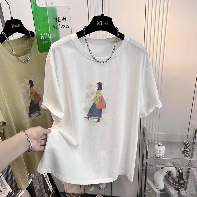 2025新款宽松t恤女雪花棉显瘦遮肉超火减龄短袖上衣夏季大码