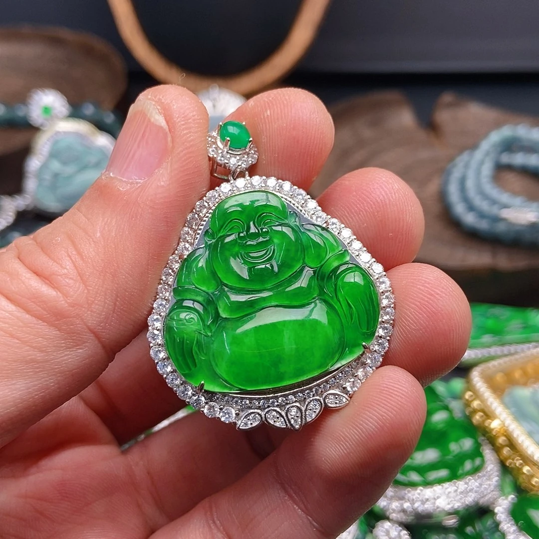 翡翠吊坠(不含链)银S925镶嵌k**e491吊坠