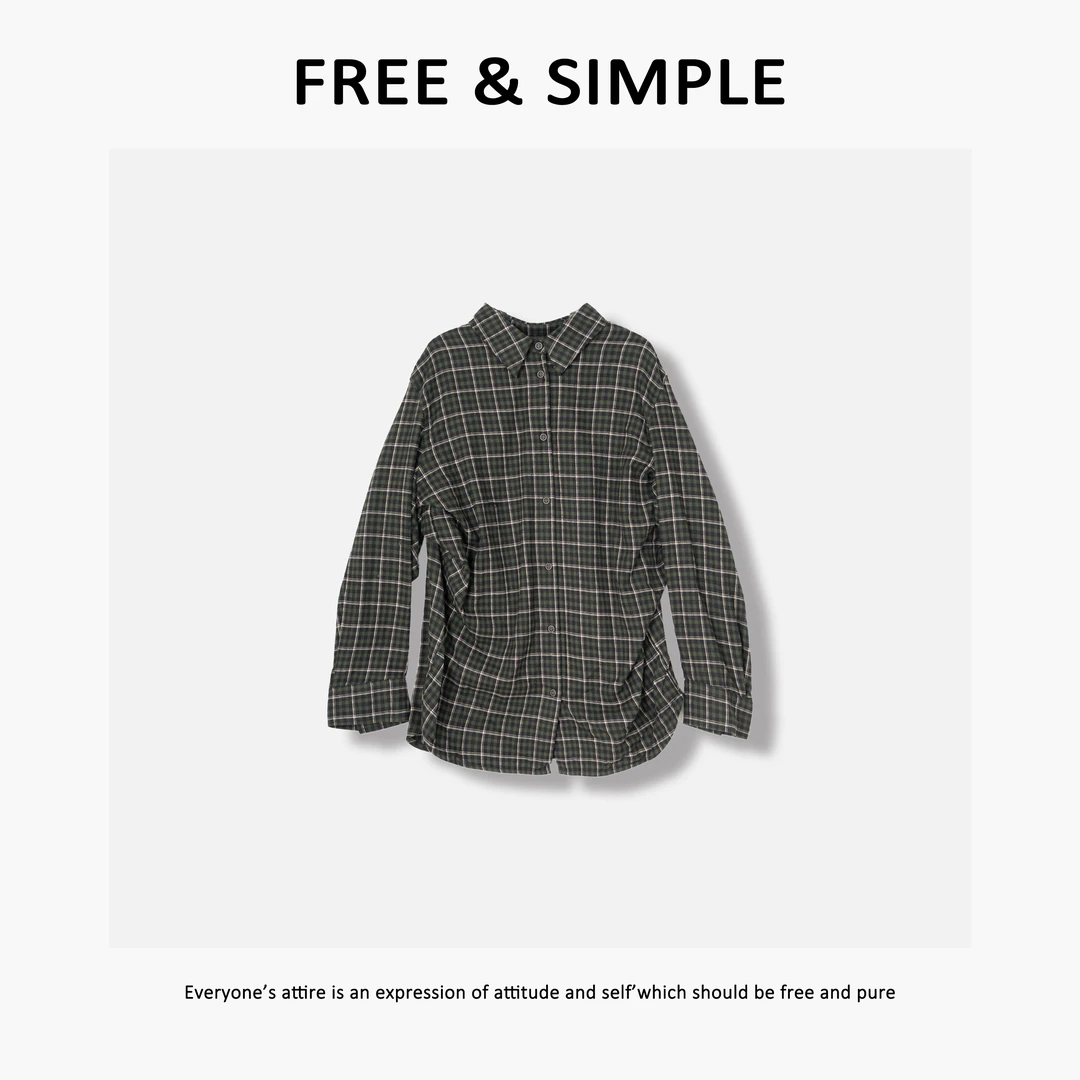 Free&Simple-‘老钱衬衫’早秋款韩版时尚街头风格子衬衣-71552