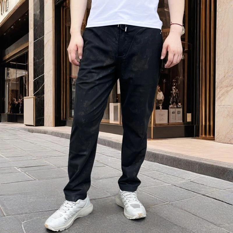 653890  2025新款春夏季透气网纱松紧腰休闲裤弹力中腰男士九分裤