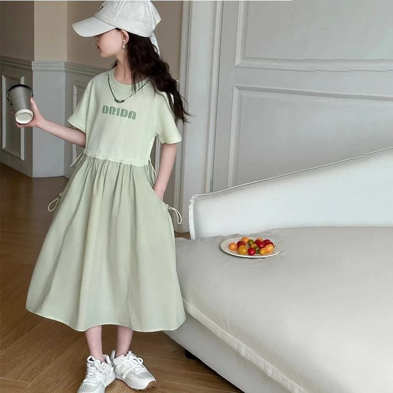 女童夏装2025新款洋气夏天大童公主连衣裙儿童女孩夏季纯棉裙子潮